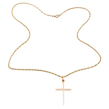 9ct Gold 1.4g 16 inch Cross Pendant with Chain